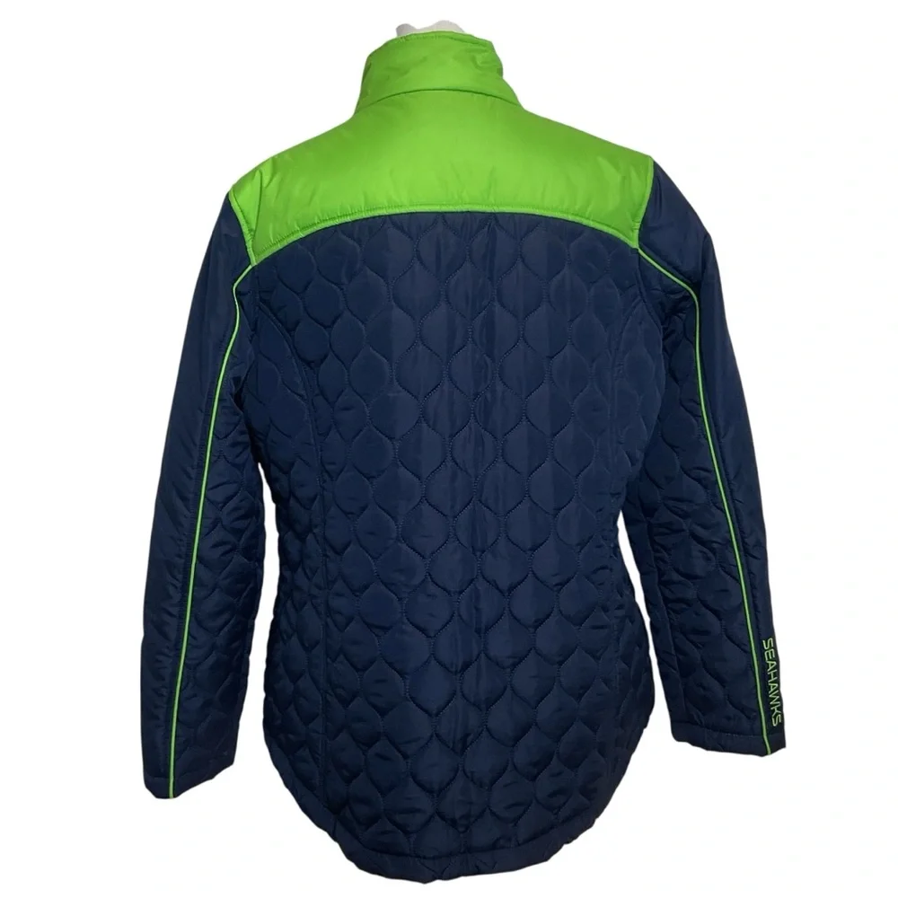 NFL Seattle Seahawks Blue and Green Team Apparel zip quilted jacket XL - Picture 3 of 13